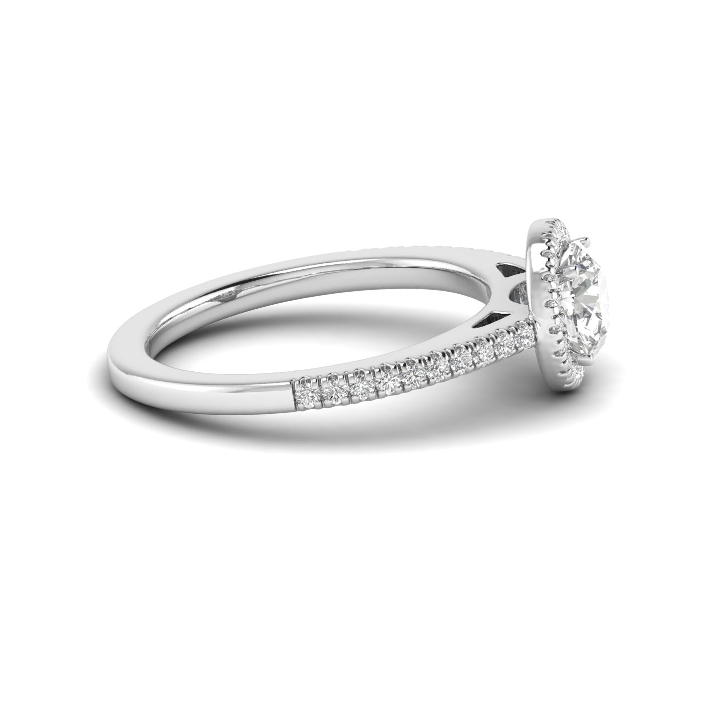 White Gold Studded 1.1 Carat Lab Grown Diamond Ring-E Color VS1 Clarity.